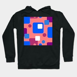 Retro Abstract Dream Space Blue Magenta White on Blush Hoodie